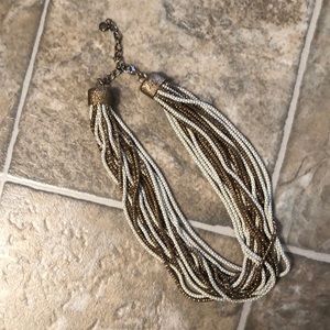 Gold and White Statement Necklace